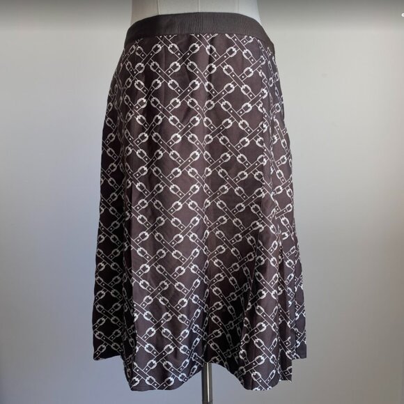 J. Crew Dresses & Skirts - J. Crew 100% Silk Skirt Equestrian Belt Buckle Print Size 4